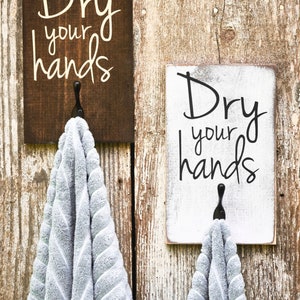 Dry Your Hands Rustic Bathroom Wall Decor, Farmhouse Rustic Bathroom ...