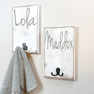 Bathroom Wall Decor, Personalized Name Hook, Towel Holder, Personalized Signs, Backpack Hooks, Custom Name Signs, Custom Name Signs