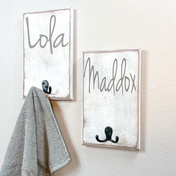 Bathroom Wall Decor, Personalized Name Hook, Towel Holder, Personalized Signs, Backpack Hooks, Custom Name Signs, Custom Name Signs