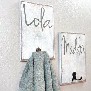 Bathroom Wall Decor, Personalized Name Hook, Towel Holder, Personalized ...