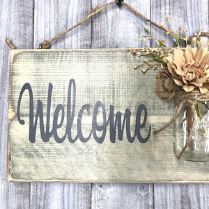 Front Door Sign, Rustic Welcome Sign, Welcome Guests Sign, Hanging Welcome Sign, Outdoor Sign, Outside Sign, Front Porch Sign, House Gift image 4