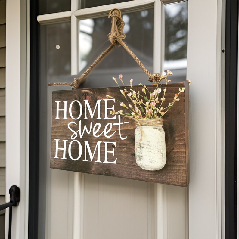 Front door house Sign, welcome sign for house, seasonal door decor, Outdoor signs for house & home, front porch wood sign image 1