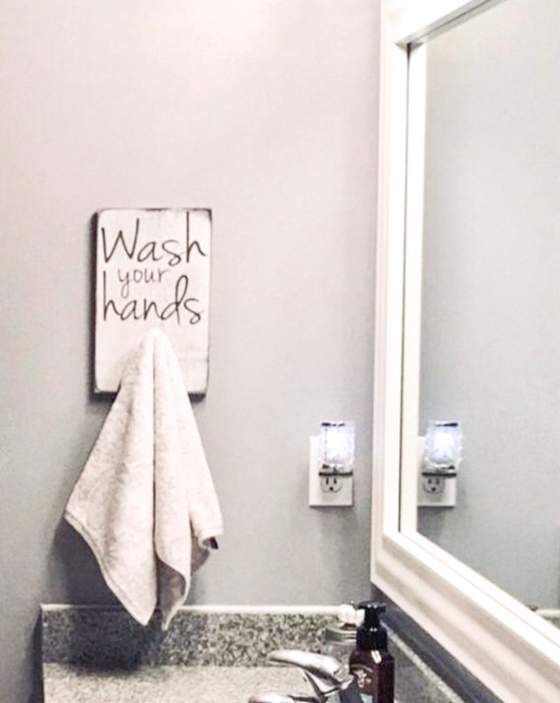 Wall Hooks Rustic Bathroom Decor Wash Your Hands Towel Hook Etsy UK