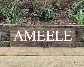 Wooden Name Sign, Wood Signs for Home, Painted Wood Signs, Established Sign, Wood Decor Signs, Monogram Wood Sign, Custom Made Wood Sign