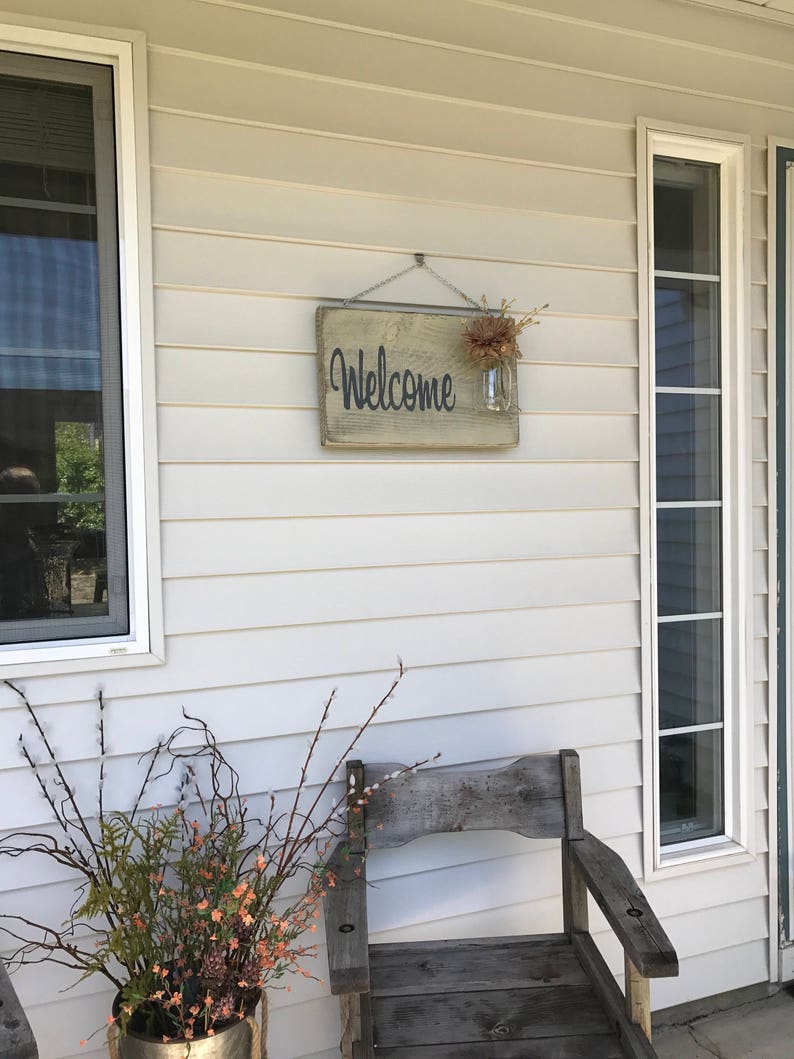 Front Door Sign, Rustic Welcome Sign, Welcome Guests Sign, Hanging Welcome Sign, Outdoor Sign, Outside Sign, Front Porch Sign, House Gift image 7