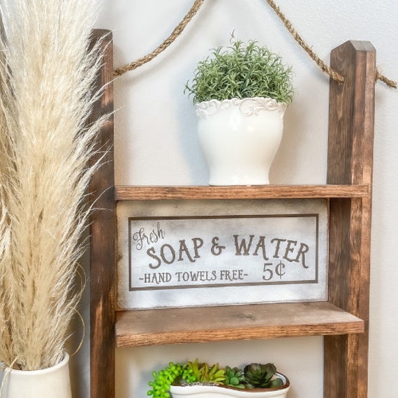 Farmhouse Bathroom Decor, Storage for Bathroom, Floating Shelves