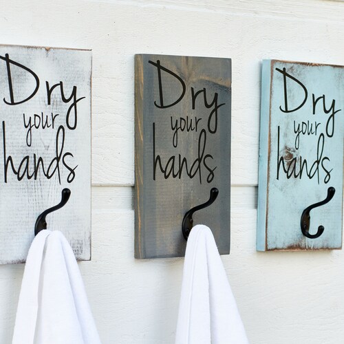 Wall Hooks Rustic Bathroom Decor Wash Your Hands Towel Hook - Etsy