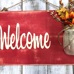 Country welcome sign farmhouse distressed outdoor hanging | Etsy