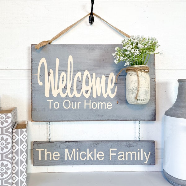 Welcome to our Home, Personalized Last Name, Summer Outdoor Decor, Mothers Day, Gift for Woman, anniversary gifts, Front Porch Decor