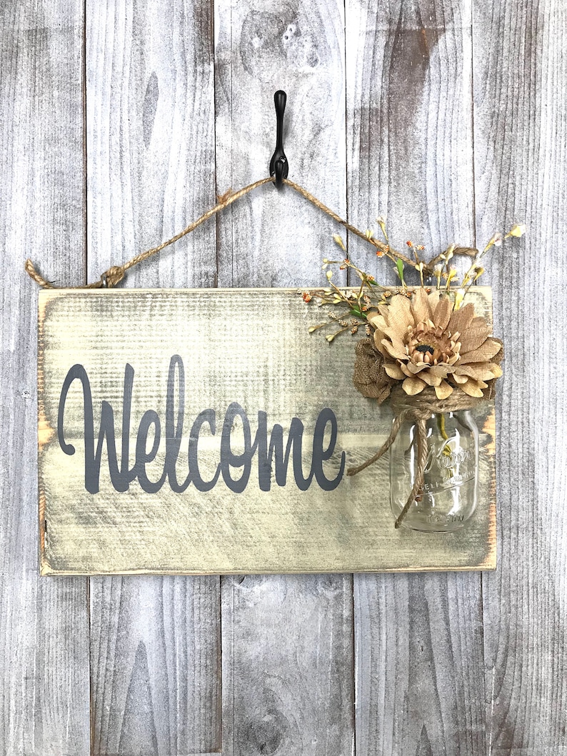 Front Door Sign, Rustic Welcome Sign, Welcome Guests Sign, Hanging Welcome Sign, Outdoor Sign, Outside Sign, Front Porch Sign, House Gift image 2