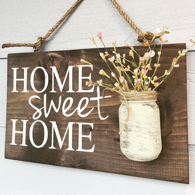 Home Sweet Rustic Front Door Sign Decor Mothers Day Image 0