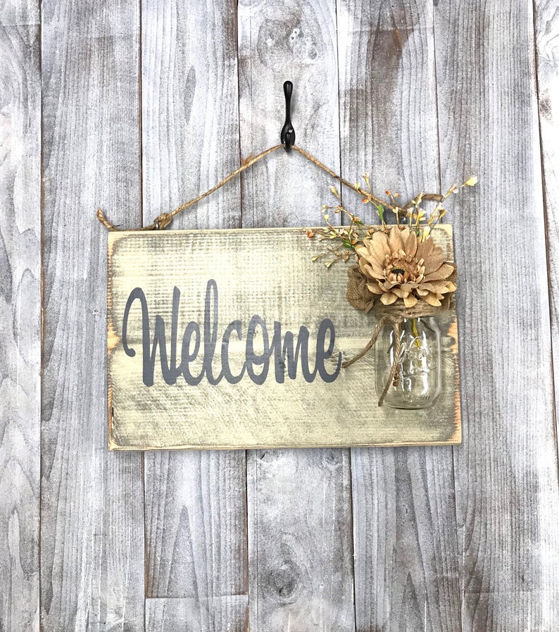 Front Door Sign, Rustic Welcome Sign, Welcome Guests Sign, Hanging Welcome Sign, Outdoor Sign, Outside Sign, Front Porch Sign, House Gift image 6