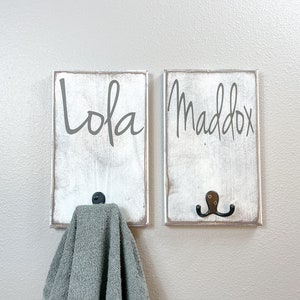 Bathroom Wall Decor, Personalized Name Hook, Towel Holder, Personalized ...
