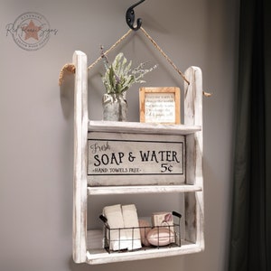 Bathroom Shelf, Bathroom storage, Bathroom organizer, Bathroom shelves, Bathroom decor, towel rack, hanging shelf, rope shelf Floating Shelf image 3