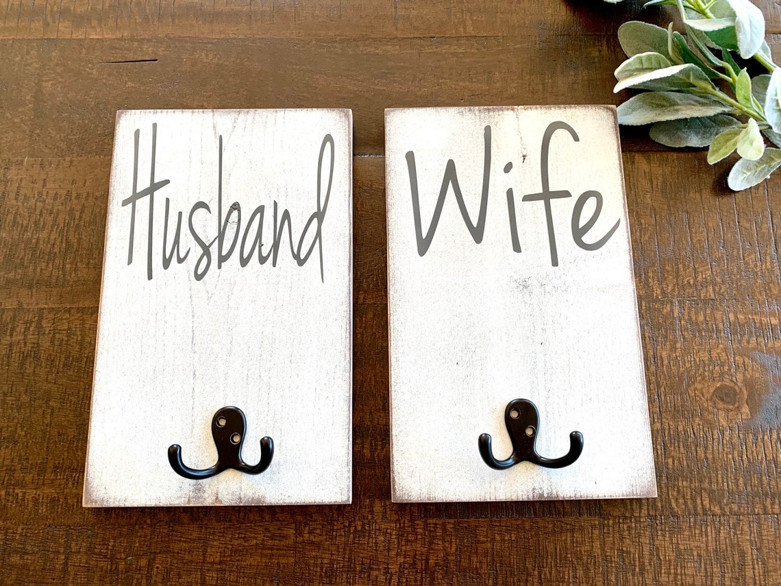 Bathroom Wall Decor for his and hers Husband and Wife Etsy