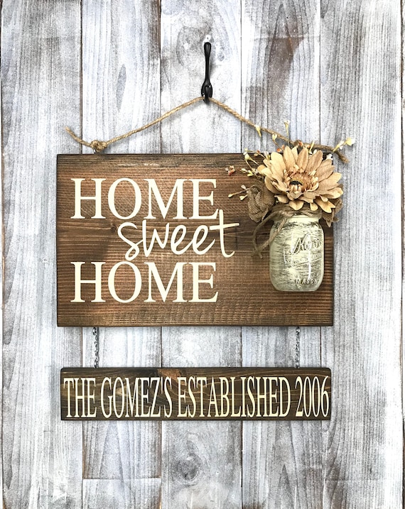 Home sweet home personalized wood sign outdoor hanging sign | Etsy