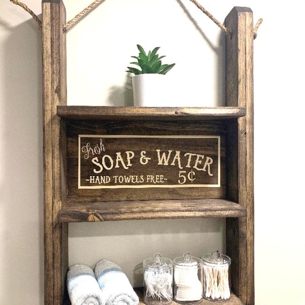 Farmhouse Bathroom Shelves Etsy