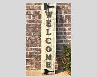 Front Porch Decor - Outside Sign - Welcome sign rustic country, Front porch sign southern decor distressed, wedding sign shabby chic ivory