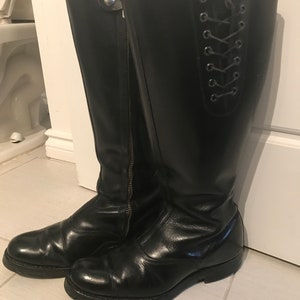 Vtg 1960 Canadian patrol police motorcycle biker uniform bluf mens boots sz 10.5 gay interest