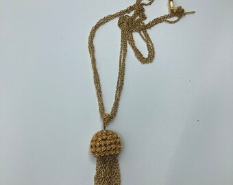 Vtg 1970s D'ORLAN gold tone tassel necklace