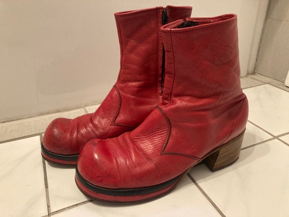 mens red platform boots