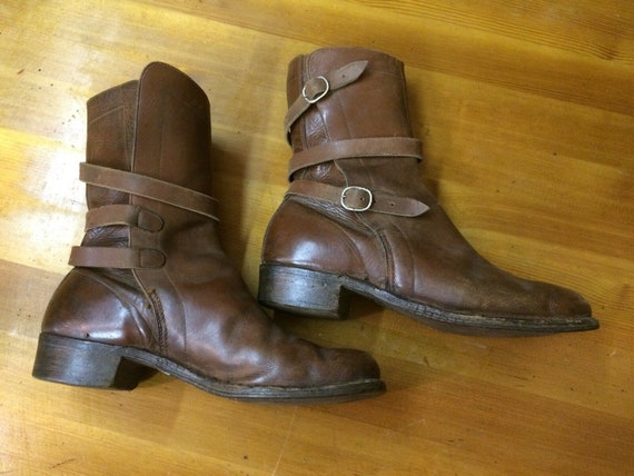 vtg antique 1940s leather ankle rockabilly womens… - image 4