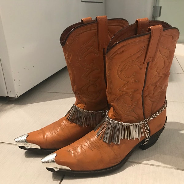 Vtg '50 ACME western cowboy harness metal tips rockabilly womens boots sz 9 ?