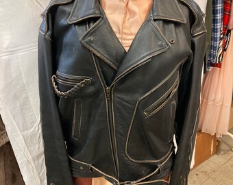 Vtg 1980s JOE ROCKET perfecto biker motorcycle brown mens leather jacket sz Large