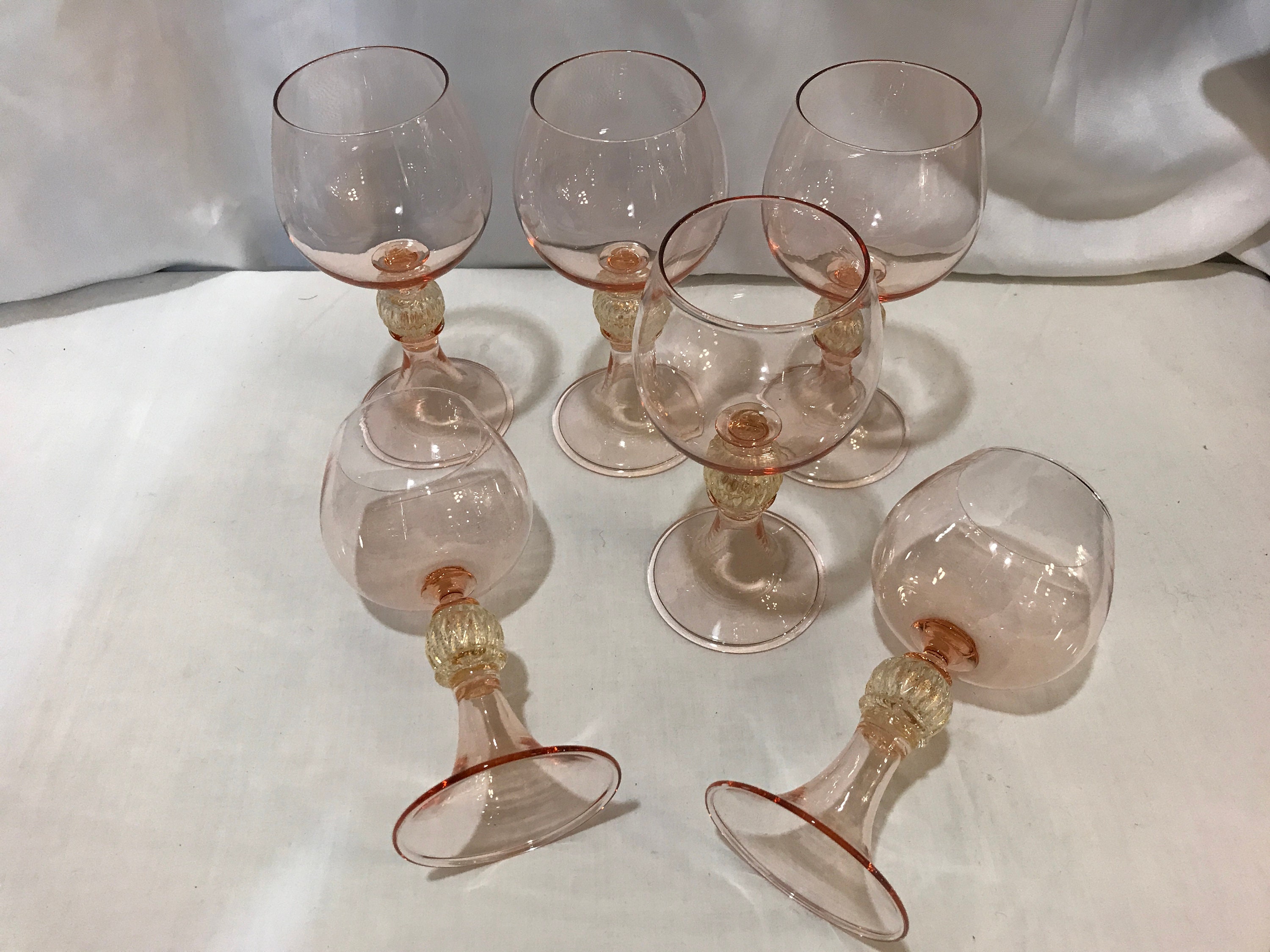 Vintage Murano Wine Glasses with Gold Threading – fleurdetroit