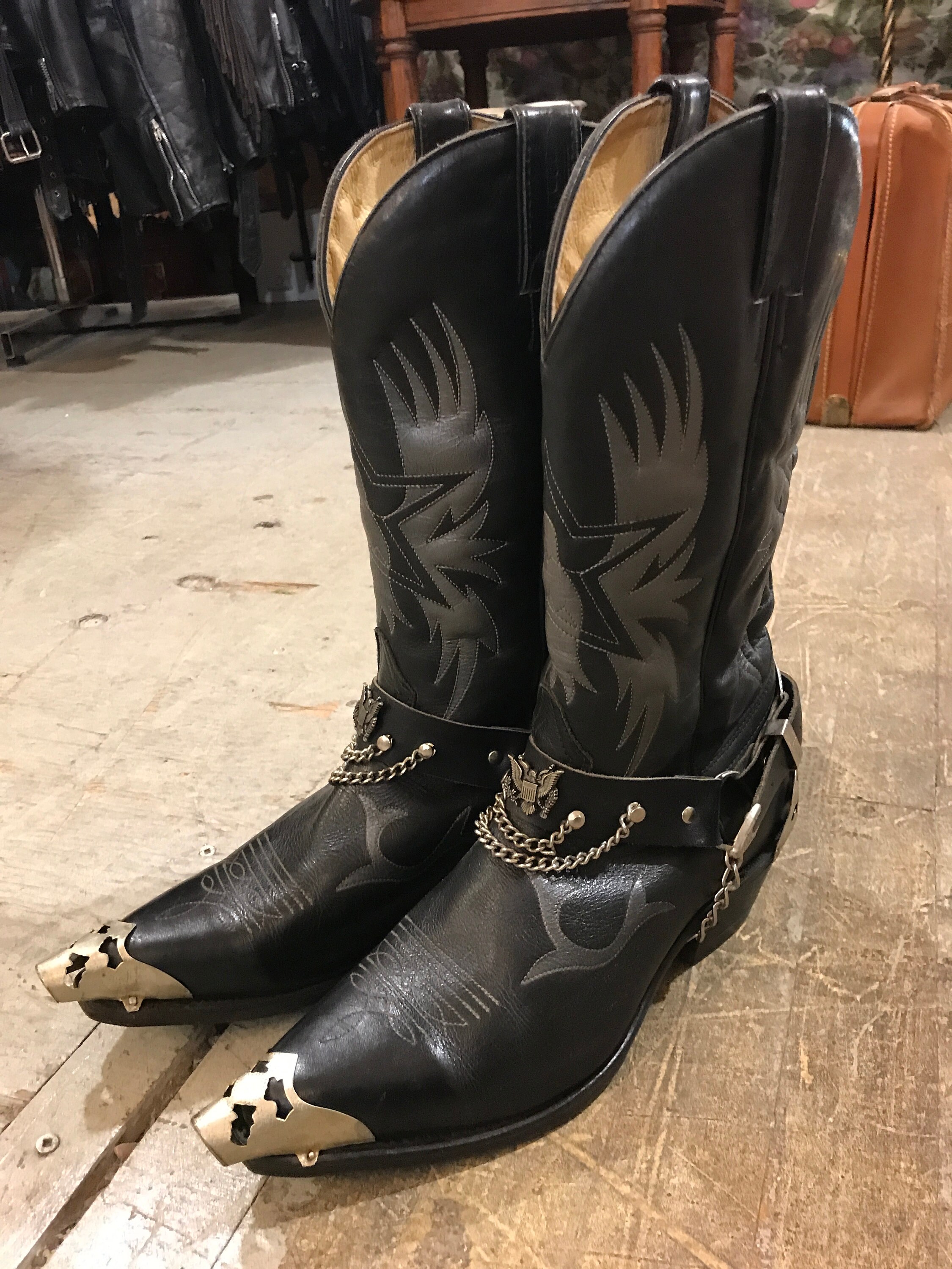 Vtg 1980s Boulet Rockabilly Rock Silver Eagle Western Cowboy Metal Tips Mens Boots Sz 8 2E Gay Interest Etsy