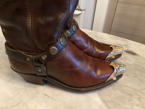 Vtg '90 FRYE ? USA western cowboy metal toe tips … - image 2