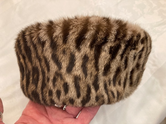 Vintage 1960s faux fur lynx leopard bucket hat sz… - image 7