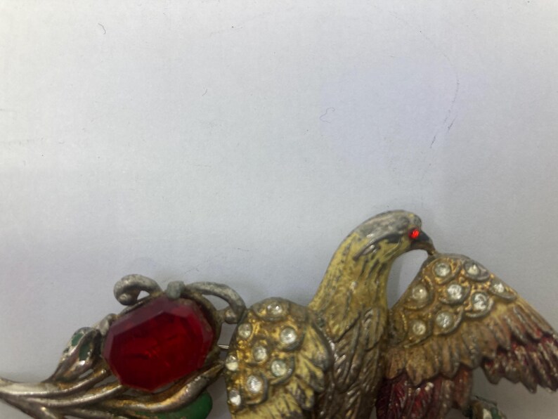 Broche Oiseau Jaune Et Vert émaillée Avec Strass – Bijou Fantaisie Femme
