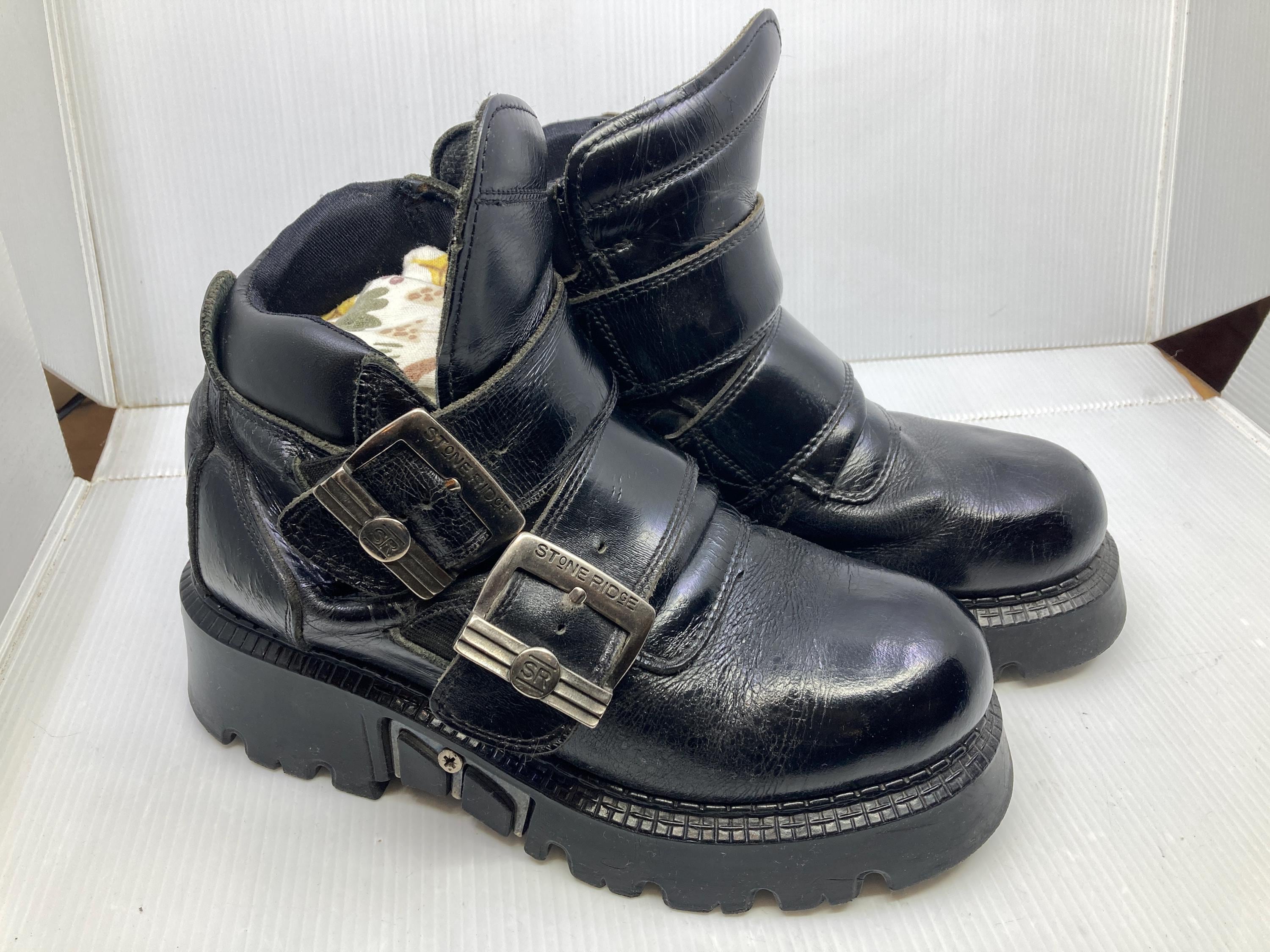 Vtg 1990 STONERIDGE New Rock Chunky Platform Mens Shoes Boots Sz