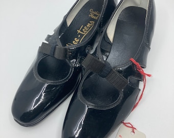 Vtg 1960s NEW DEADSTOCK ballet flat Mary Jane faux leather girl child shoes sz 10