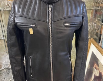 Vtg 1970s BRIMACO English Motorcycle Biker Leather Jacket Womens 
