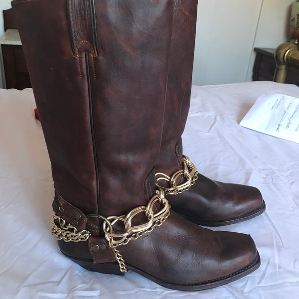 Square Toe Motorcycle Boots Etsy