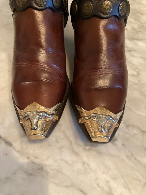 Vtg '90 FRYE ? USA western cowboy metal toe tips … - image 3