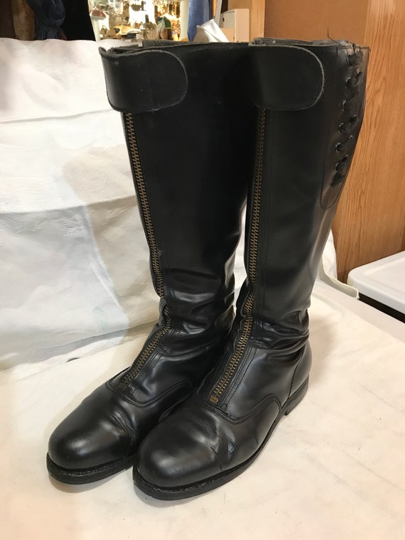 Vtg '70 police biker motorcycle knee military uni… - image 1