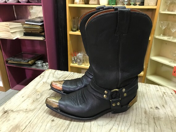Vtg DOUBLE H Cowboy Western Metal Toe 