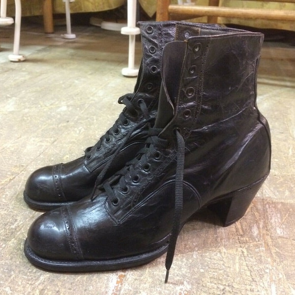 Vtg 1900s antique victorian edwardian gothic rockabilly steampunk womens shoes boots NEW sz 525 ?