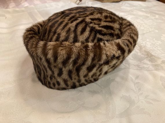 Vintage 1960s faux fur lynx leopard bucket hat sz… - image 1