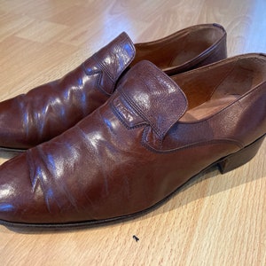 Vtg 1980s REGARD ITALY disco loafers slip ons rockabilly mens shoes sz 44 ( 10)