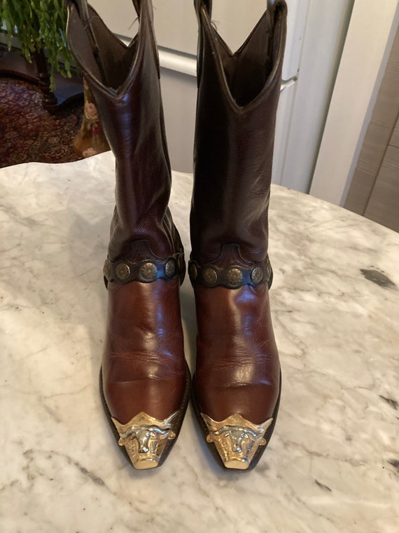 Vtg '90 FRYE ? USA western cowboy metal toe tips … - image 9