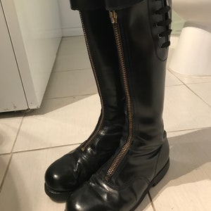 Vtg &#39;70s Canadian police biker motorcycle zip rocker uniform equestrian bluff mens boots sz 7.5 gay interest