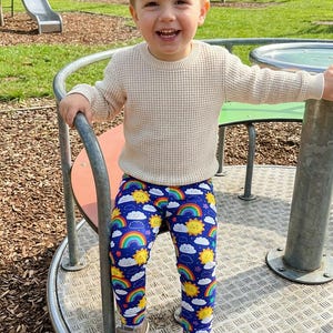 Baby leggings, kids leggings,toddler, relaxed fit, pants, yoga waistband, rainbow, handmade clothes, colourful clothes, weather