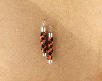 Dangle Earrings, Christmas Gift, Drop Earring, Long Earrings, Africano Earrings, Woven Earrings, Fabric Earrings, Spiral Earrings, African