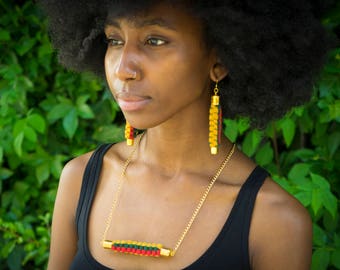 Necklace- Ethical -Bohemian- Christmas Gift For Woman Girlfriend Wife Friend- Statement -Fabric - Woven- Braided -Afrocentric -Earrings