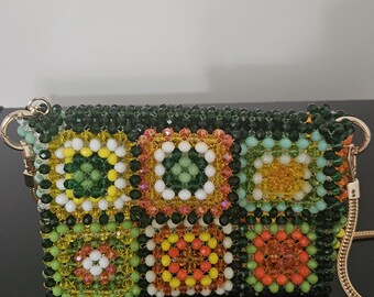 Beaded Bag, Montserrat Madras, Bag, Glass Beads, Statement Bag, Gift for her, Montserrat