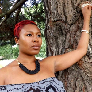 Gift For Her, Gift, Black Necklace, Christmas Gift, Statement Necklace, Bib Necklace, Chunky Necklace, Braided Necklace, Bib Necklace